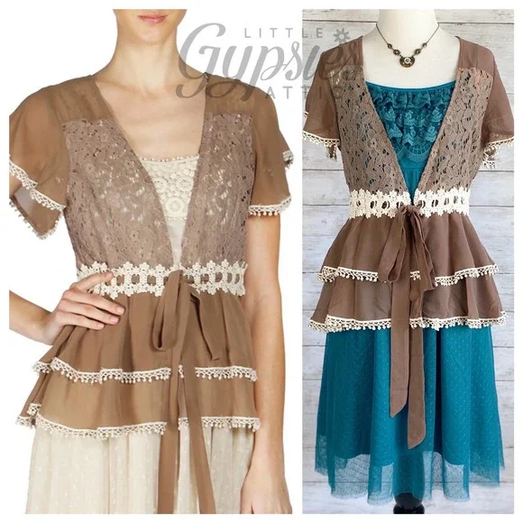 A'reve Woodland Cottage Chiffon Cardi Top - Picture 3 of 10